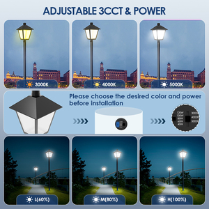 Nueva Lámpara de Poste LED para Exteriores de Aluminio de 60W 120W 5000K, 3CCT Ajustable - Product Image 4