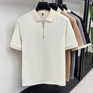 Magliette Personalizzate di Alta Qualità, Maglione Estivo da Uomo a Maniche Corte, Polo in <span class=keywords><strong>Maglia</strong></span> Waffle con Logo Ricamato - Product Image 2