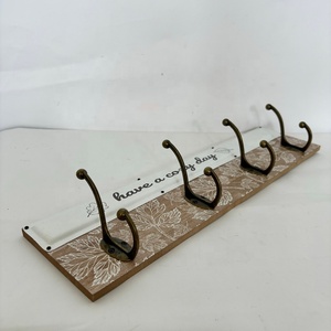 Llaveros de madera de 4 ganchos, decoraciones de pared rurales para cocina, sala de estar, baño, regalos de inauguración de la casa, colgadores de hierro, estilo artístico - Product Image 4