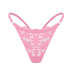 Conjunto de lencería de malla transparente de alta calidad para mujer, ropa interior con ribete de volantes y bordado floral, bragas de estilo exótico con perlas - Product Image 3