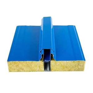 Panneau sandwich en <span class=keywords><strong>laine</strong></span> <span class=keywords><strong>de</strong></span> roche avec tuile en acier coloré, haute densité pour les clôtures <span class=keywords><strong>de</strong></span> chantiers par les entreprises <span class=keywords><strong>de</strong></span> construction - Product Image 1