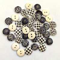 15mm noir et blanc boutons à carreaux bricolage vêtements accessoires enfants bouton boucle en bois