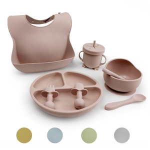 <span class=keywords><strong>Black</strong></span> <span class=keywords><strong>Friday</strong></span>, ensembles de vaisselle pour bébé avec logo personnalisé, sans BPA, vaisselle en silicone de qualité alimentaire avec tasse, bavoir, bol pour enfants - Product Image 2
