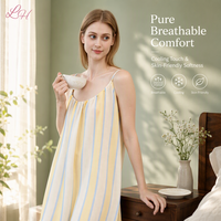 Robe de nuit sans manches rayée ample pour femme, idéale pour l'été et les soirées, vente en gros B2B sous marque privée