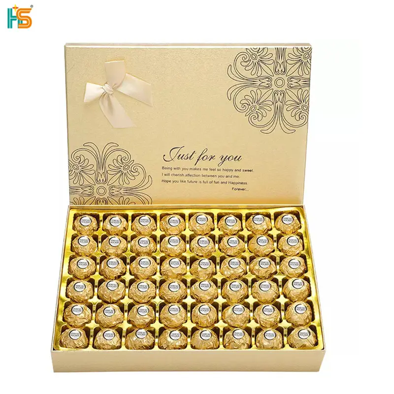 Luxury Rigid Fancy Gold Foil Stamping Logo Square Rectangle Candy Chocolate Packaging Box With Insert