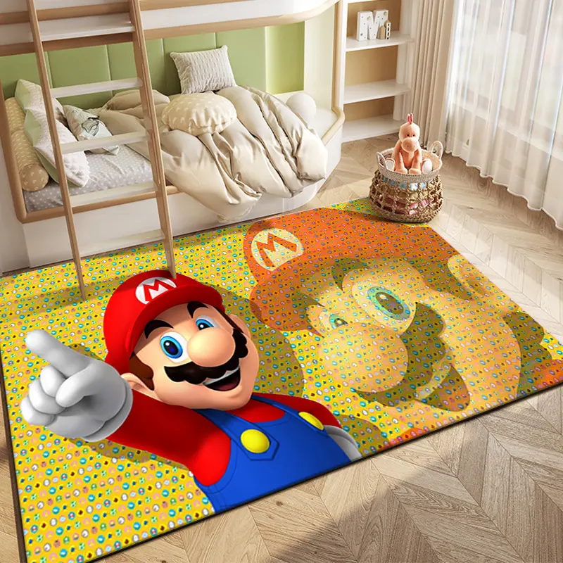 Grosir kartun kartun Super Mario karpet kamar anak-anak permainan Main merangkak kamar tidur selimut dicetak 10 poliester mewah