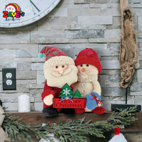 Zaves 11 pouces bonhomme de neige père noël intérieur en peluche décoration de vacances pin flocon de neige signe d'hiver affichage de bureau décorations de noël