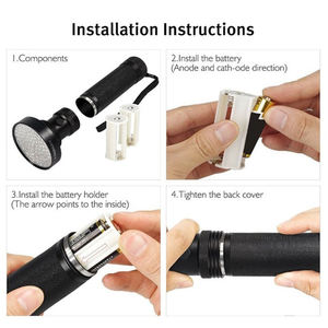 Logo OEM personalizzato <span class=keywords><strong>100led</strong></span> <span class=keywords><strong>UV</strong></span> 395nm luce <span class=keywords><strong>100LED</strong></span> LW torcia a raggi ultravioletti torcia torcia rilevatore di sicurezza della lampada (6xAA) - Product Image 3