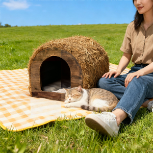 LM 나무 애완 동물 고양이 집 고양이 로프트 침대 수제 작은 고양이 침대 동굴 편안한 애완 동물 가구 자연 내구성 애완 동물 집 - Product Image 1