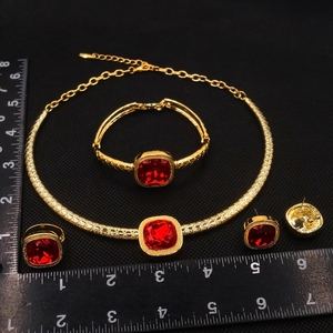 Zhuerrui i più nuovi set di gioielli placcati in oro <span class=keywords><strong>Dubai</strong></span> set di gioielli da sposa con collana di rubini di moda da donna all'ingrosso della fabbrica muslimb - Product Image 2