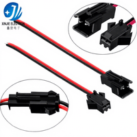 Conector Personalizado SM de 2.54mm de Paso, 2 Pines, Macho y Hembra, con Cable Rojo y Negro de 22AWG para Luz LED, Adaptador y Electrónica DIY