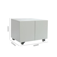 Support d'imprimante de fichiers sur piédestal mobile en acier blanc moderne à 2 portes meuble de bureau pour la maison et l'atelier