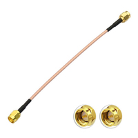 Kabel Antena Koaksial RG316 50ohm Isolasi PTFE Konduktor Tembaga Murni RoHS untuk Penggunaan Elektronik (Laku Keras, 2 Buah untuk Pria)