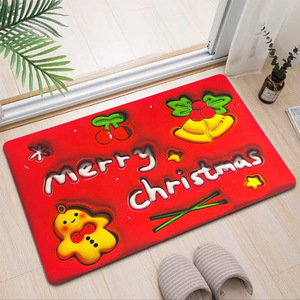 Paillasson de Noël 3D moderne et minimaliste, rectangulaire, en fibre de polyester, antidérapant, pour la décoration de la porte d'entrée de la maison - Product Image 2