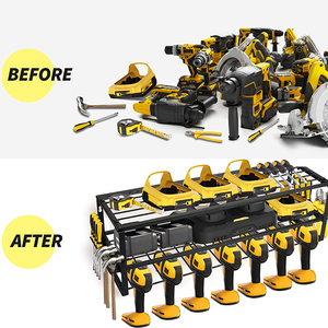 Organisateur d'outils électriques JH-Mech avec <span class=keywords><strong>4</strong></span> crochets Support mural en métal pour outils électriques de garage Support d'affichage pour station de charge de perceuse sans fil - Product Image 1