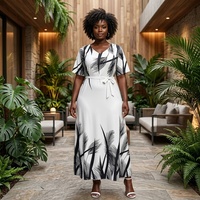 Nouvelle Robe de Soirée Africaine en Satin Grande Taille pour Femme 2026 – Modèle Bubu Ample Imprimé en Polyester Anti-Plis pour l'Été – Livraison Rapide
