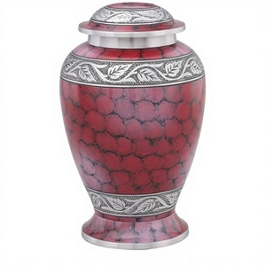 Nuevo diseño moderno recuerdo Bella Red Cloud y Silver Leaf grabado urna de cremación para adultos para cenizas - Product Image 1