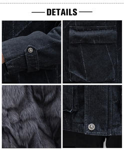 Abrigo de piel de zorro con capucha para hombre, <span class=keywords><strong>Parka</strong></span> de piel de lujo negra - Product Image 5