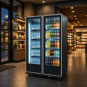 Enfriadores de Bebidas Comerciales Negros de Lujo, Refrigerador Vertical con Doble Puerta de Vidrio para Exhibición, para Restaurantes y Bares - Product Image 2