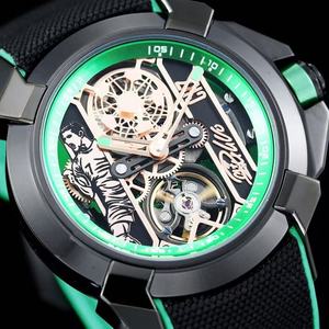 Montre mécanique pour homme en acier inoxydable avec design ajouré et style sportif - Product Image 4