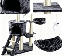 Arbre à chat multiplateforme avec cachette, échelle, panier latéral, plusieurs colonnes en sisal, pendentif interactif en forme de poisson, pour intérieur