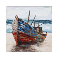 Vente en gros 100% peint à la main voilier paysage marin abstrait décoratif texture épaisse abstrait bateaux à voile peinture de paysage
