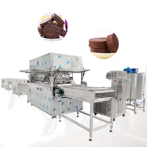 Orme Hot Verkoop Snoep Chocolade Coating Productielijn Mini Wafer Stick Chocolade Enrobe Machine Met Riem