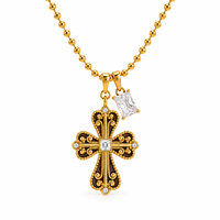 Collier croix en acier inoxydable ARNAN pour femme, plaqué or 18 carats, pendentif en relief, chaîne rétro superposée, bijoux tendance, cadeau d'anniversaire