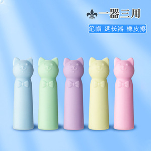 Goma de borrar con tapa de lápiz de dibujos animados, protector de lápiz de plástico para material escolar infantil - Product Image 3