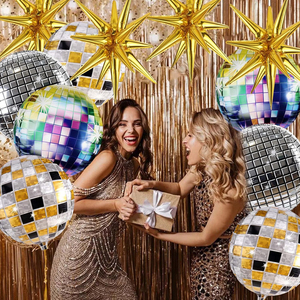 12 Uds. Globos de Mylar de papel de aluminio Silver Explosion Star para 70s 80s 90s Theme Disco Dance <span class=keywords><strong>Fever</strong></span> Party Decoraciones Suministros - Product Image 4