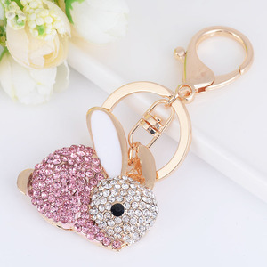Đầy màu sắc pha lê thỏ Móc chìa khóa thời trang hợp kim động vật hình túi quyến rũ Món quà sáng tạo vòng chìa khóa dễ thương móc khóa - Product Image 2