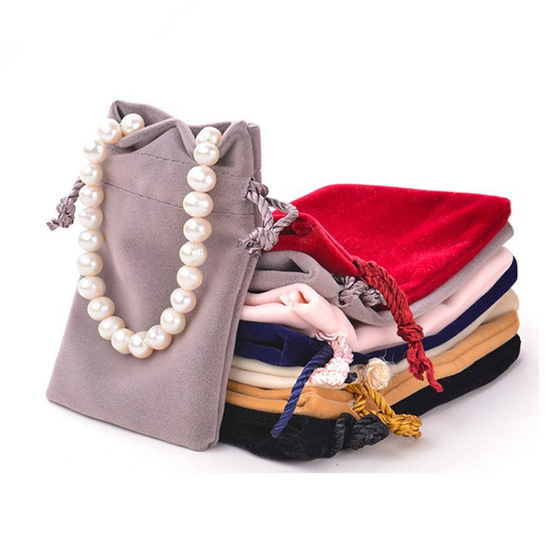 Tassel Drawstring Velvet Bag Pouch Elegant Gift Storage