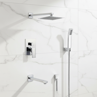 Ensemble de robinet de douche à effet pluie mural Chrome cascade Robinet de douche de salle de bain Ensemble de douche dissimulé