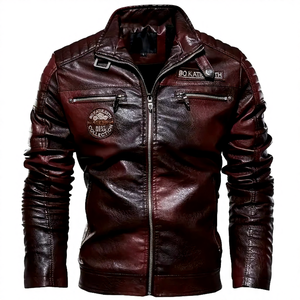 Chaqueta de Mezclilla y Cuero para Hombre, Diseño Único, Superventas, Precio Económico, Corte Entallado, Cuello Alto, Tinte Liso, Chaqueta de Invierno - Product Image 1