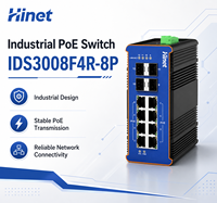 Commutateur PoE industriel géré Hinet Layer 3, 12 ports Gigabit Ethernet, 4x Gigabit SFP Uplink, 24 Gbps, 240 W, rail DIN EN50155, réseau