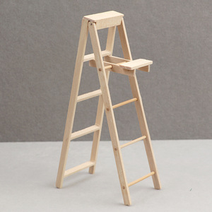 1:12 casa de muñecas biblioteca sala de estudio escalera plegable Mini casa escaleras de madera escalera de paso en miniatura - Product Image 1