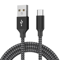 Cable de Carga Superrápida de 1m 2m 3m, Cable de Datos Trenzado USB-C, Cable de Carga Ultra Rápida USB-A a Tipo-C, Cable de Datos para Teléfono