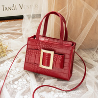 Sac à main bandoulière pour femme, petit carré, motif pierre, nouveau modèle 2024, motif crocodile, fermeture éclair, PU, vente en gros d'usine