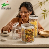Boîtes de conserve transparentes hermétiques pour la cuisine Boîte de conservation des aliments Ensemble de récipients de cuisine Bocaux en verre Bouteilles et bocaux empilables Verre carré