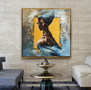 <span class=keywords><strong>Donna</strong></span> africana ritratto femminile ragazza nera bellezza olio arte ragazza ritratto viso originale regina pittura a olio per la decorazione della parete <span class=keywords><strong>di</strong></span> casa - Product Image 4