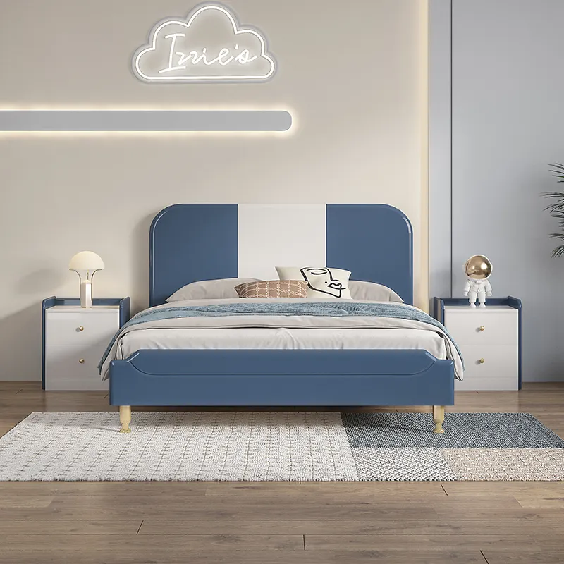 İtalyan tarzı mavi ahşap ucuz yatak 1.5*2M