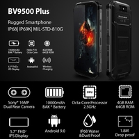 Téléphone robuste Blackview BV9500 Plus, batterie 10000 mAh, écran 5,7 pouces, Android 9.0, NFC, téléphone portable débloqué, 4 Go + 64 Go avec charge sans fil