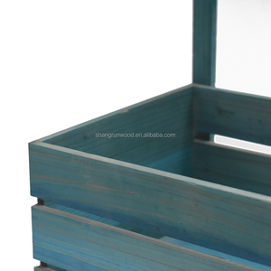 Vintage Campagne Style Caisse En <span class=keywords><strong>Bois</strong></span> Rectangle pour Légumes <span class=keywords><strong>Fruits</strong></span> Poignée Tableau Noir Support Personnalisable <span class=keywords><strong>Prix</strong></span> Réduit - Product Image 4