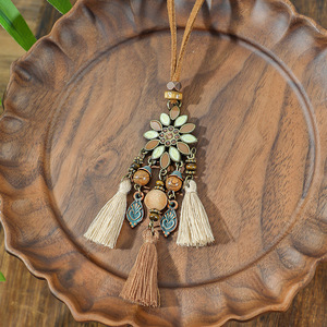 Collier bohème à pampilles, pendentif fleur en alliage, bijoux de fête pour femme, longue chaîne, accessoire de mode style bohème - Product Image 3