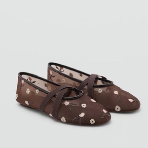 Comercio Transfronterizo 2026, Nuevas Zapatillas <span class=keywords><strong>de</strong></span> <span class=keywords><strong>Ballet</strong></span> Planas con Malla Bordada para Mujer, Color Rojo, Resistentes al Desgaste, Tendencia en AliExpress - Product Image 1