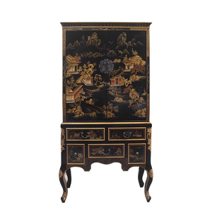 Gabinete de madera maciza Retro clásico chino laca pintada a mano para comedor estante de vino decorativo Vintage para muebles para el hogar - Product Image 5
