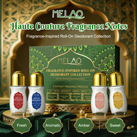 Ensemble de déodorants roll-on sans aluminium ODM, fraîcheur durable et sensation respirante, senteurs inspirées Aqua Woods, Amber Veil, Amber Desire