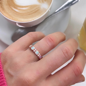 Gemnel Vintage Asscher-Schliff Quadratischer Bunter Opal Ombré Juniper Band Ringe mit rundem Zirkonia - Product Image 6