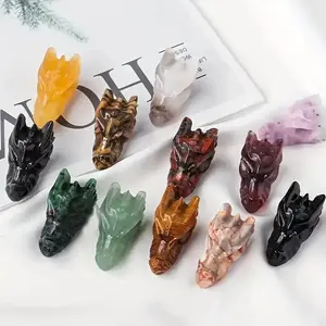 Customizable High Quality Decoration Hand Carved Skulls Natural Crystals Agate Dragon head Crystal Crafts