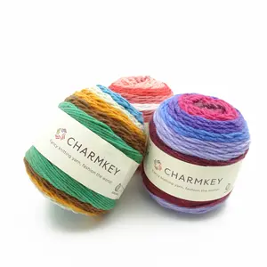 Charmkey high quality wholesale rainbow anti-pilling crochet milk cotton yarn acrylic wool blended cake yarn for knitting